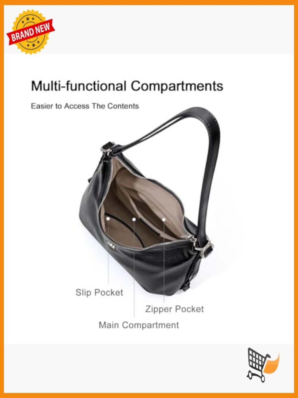 Women’s Leather Hobo Shoulder Bag Tote Crossbody - Picture 6 of 7